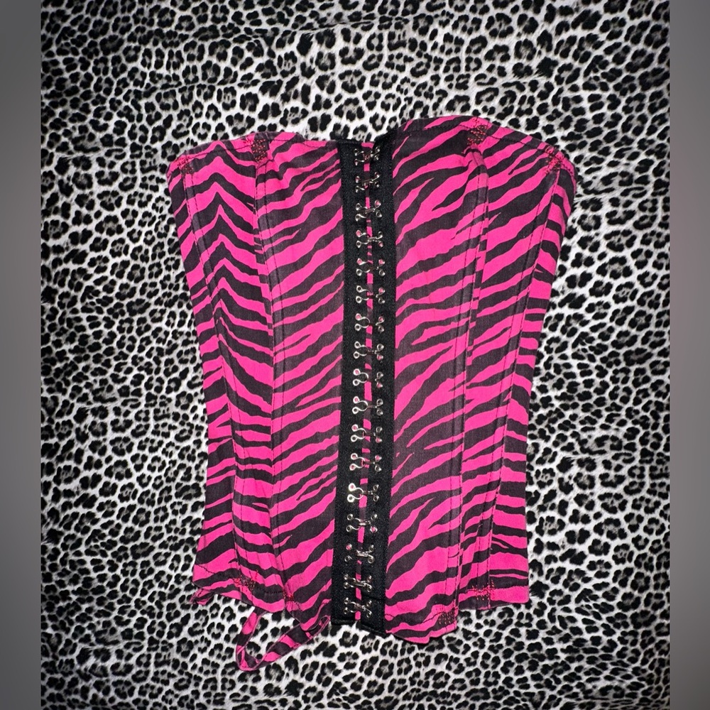 *SOLD* Tripp NYC Corset Hot Pink & Zebra Print Small